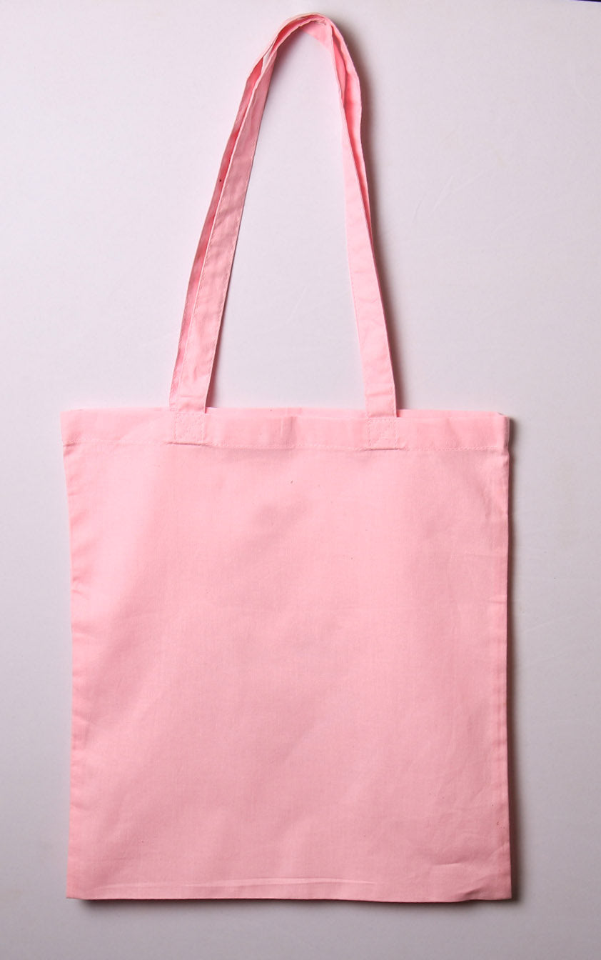 Pink cotton tote bag with floral heart design