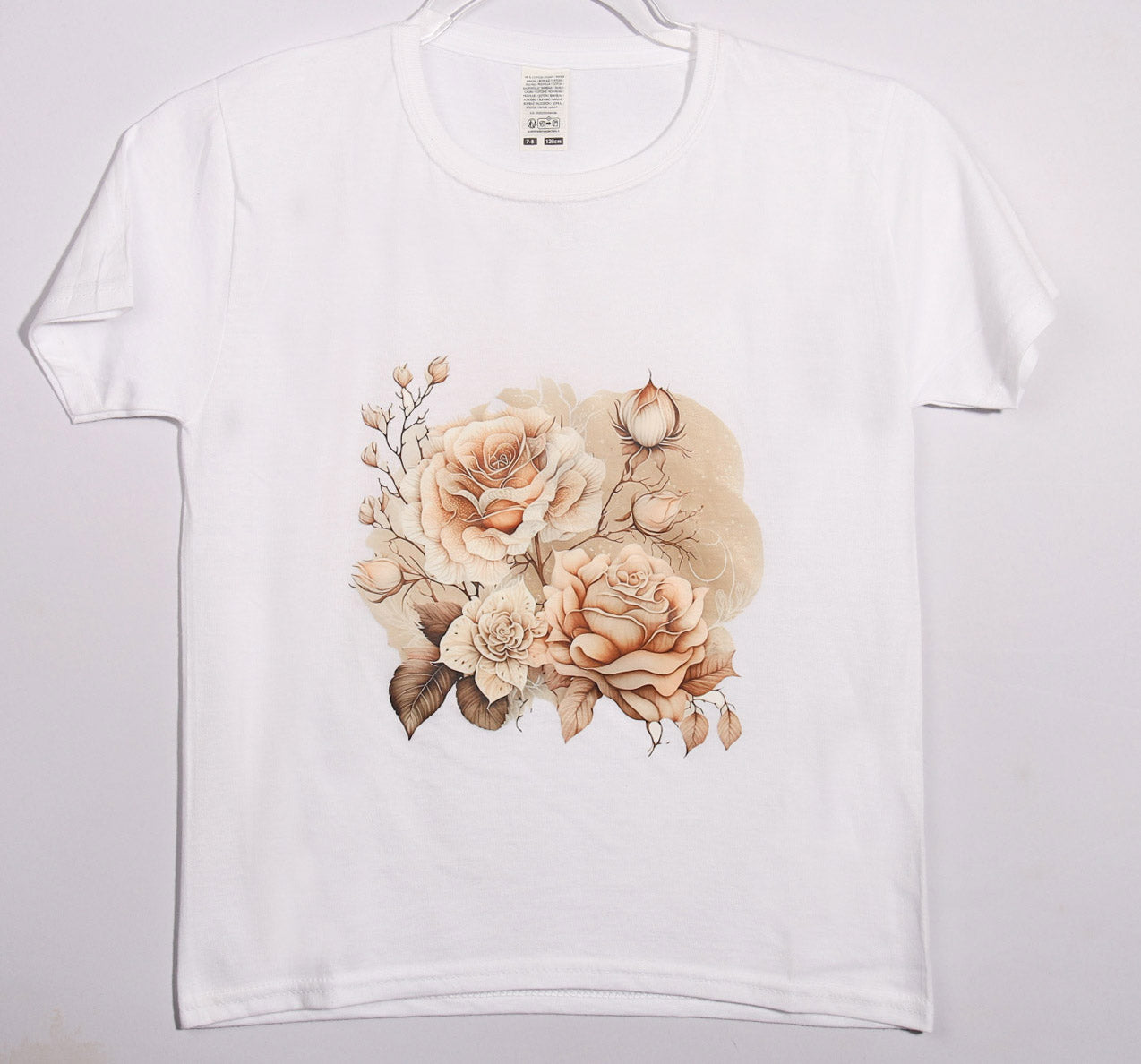 Brand New - White - Flower Tee - Age 7-8