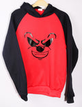 Grinning Bear Hoodie – Red & Black Graphic Hoodie (Age 12–13)