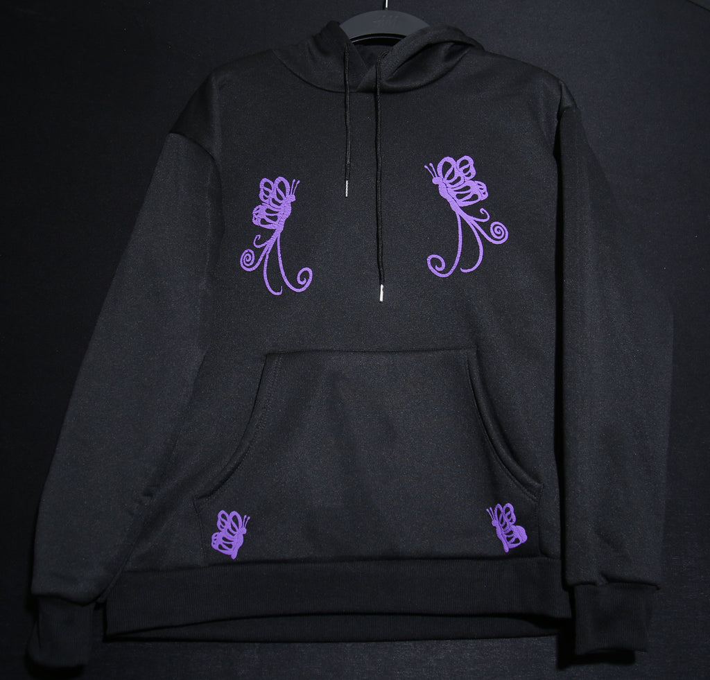 Black Butterfly Hoodie – Black Graphic Hoodie (Medium)