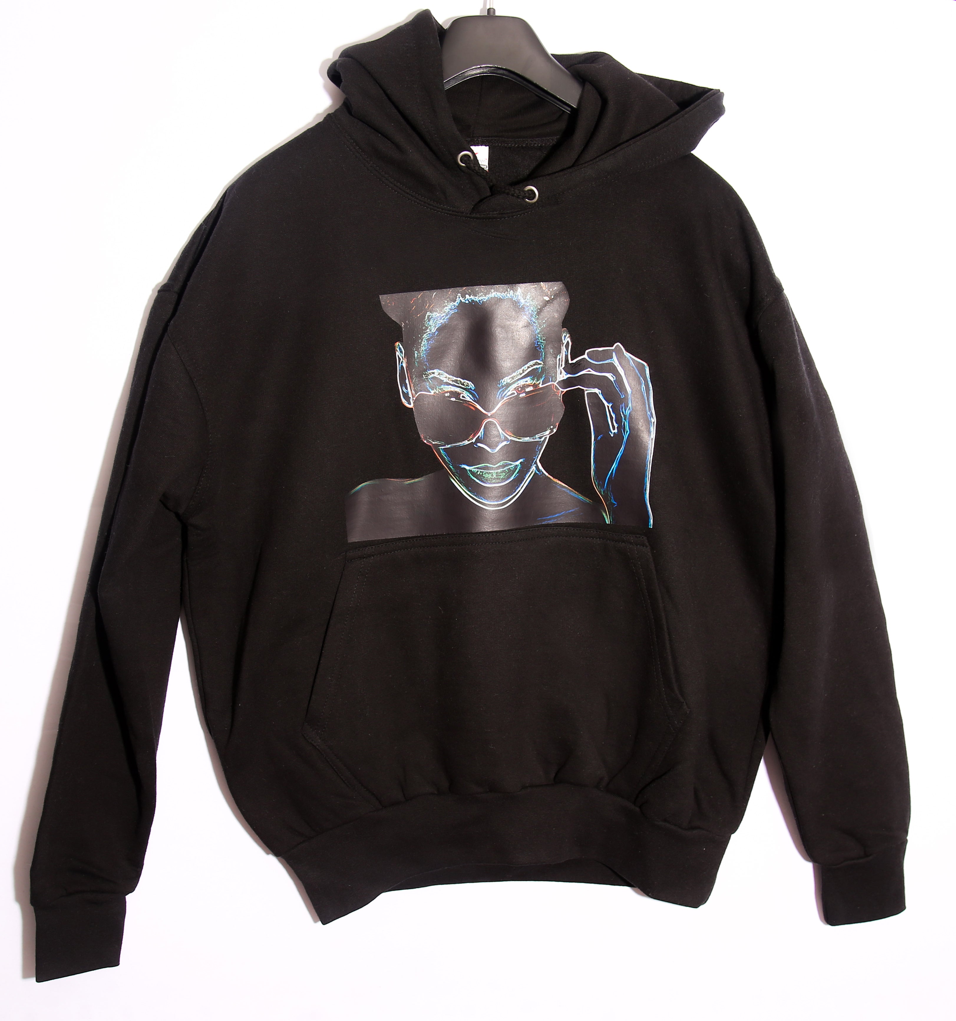 Neon Sunglasses Graphic Hoodie – Black Oversized Graphic Hoodie