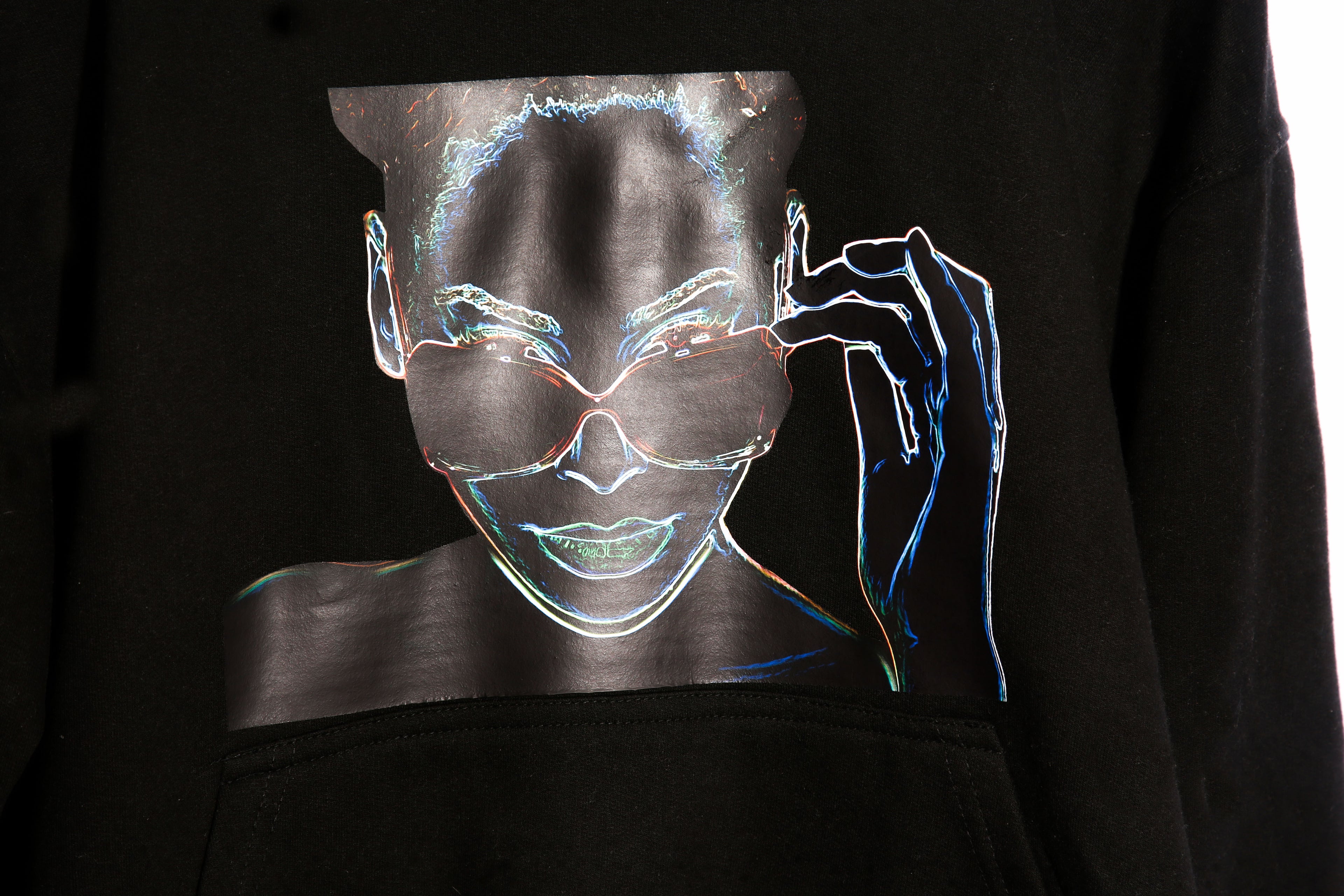 Neon Sunglasses Graphic Hoodie – Black Oversized Graphic Hoodie