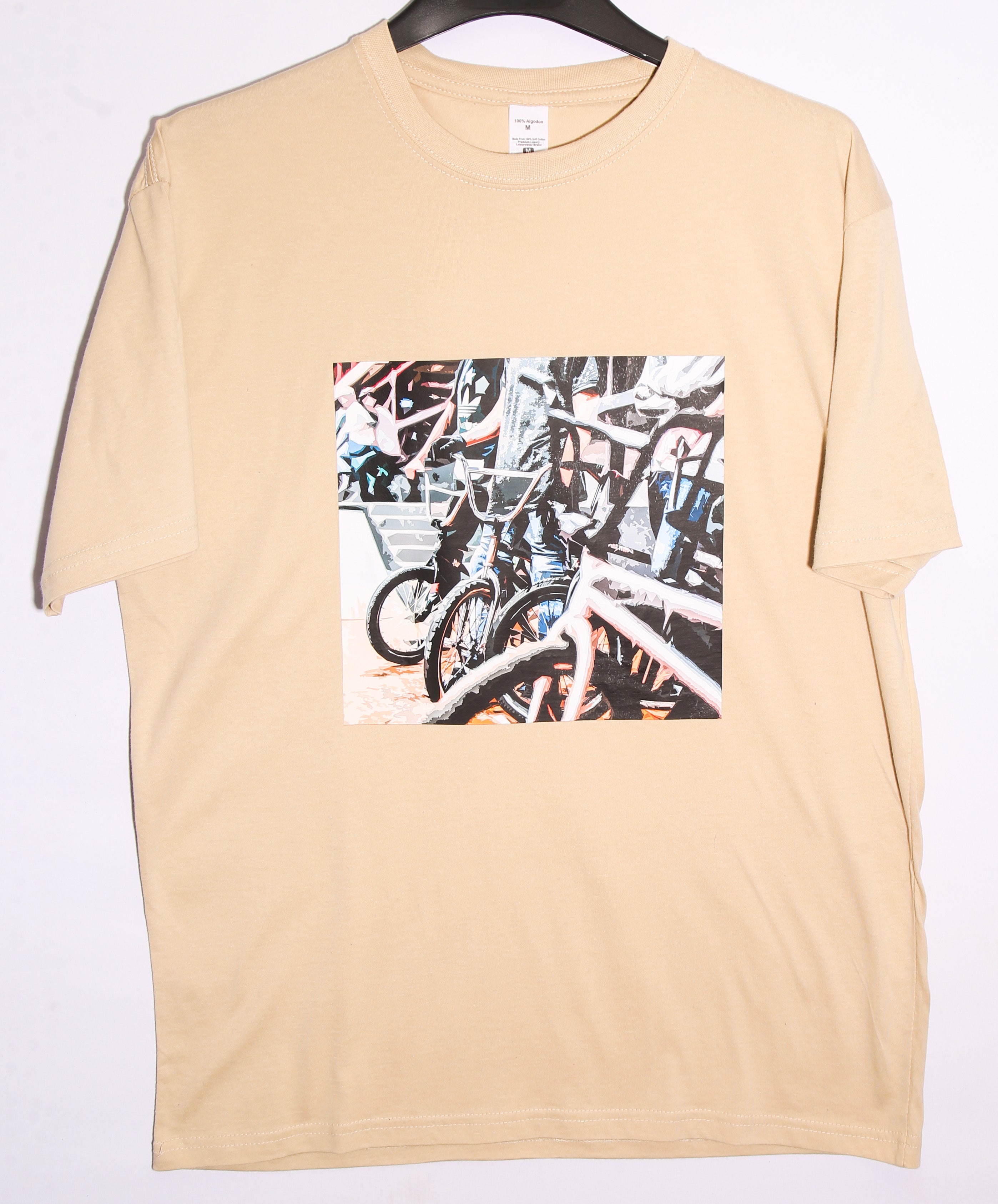 Skate Park Graphic T-Shirt – Beige Oversized Casual Graphic Tee