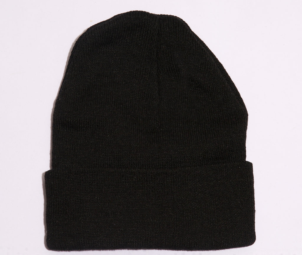 Butterfly Beanie – Black Knit Beanie with Pink Butterfly Graphic (One Size)
