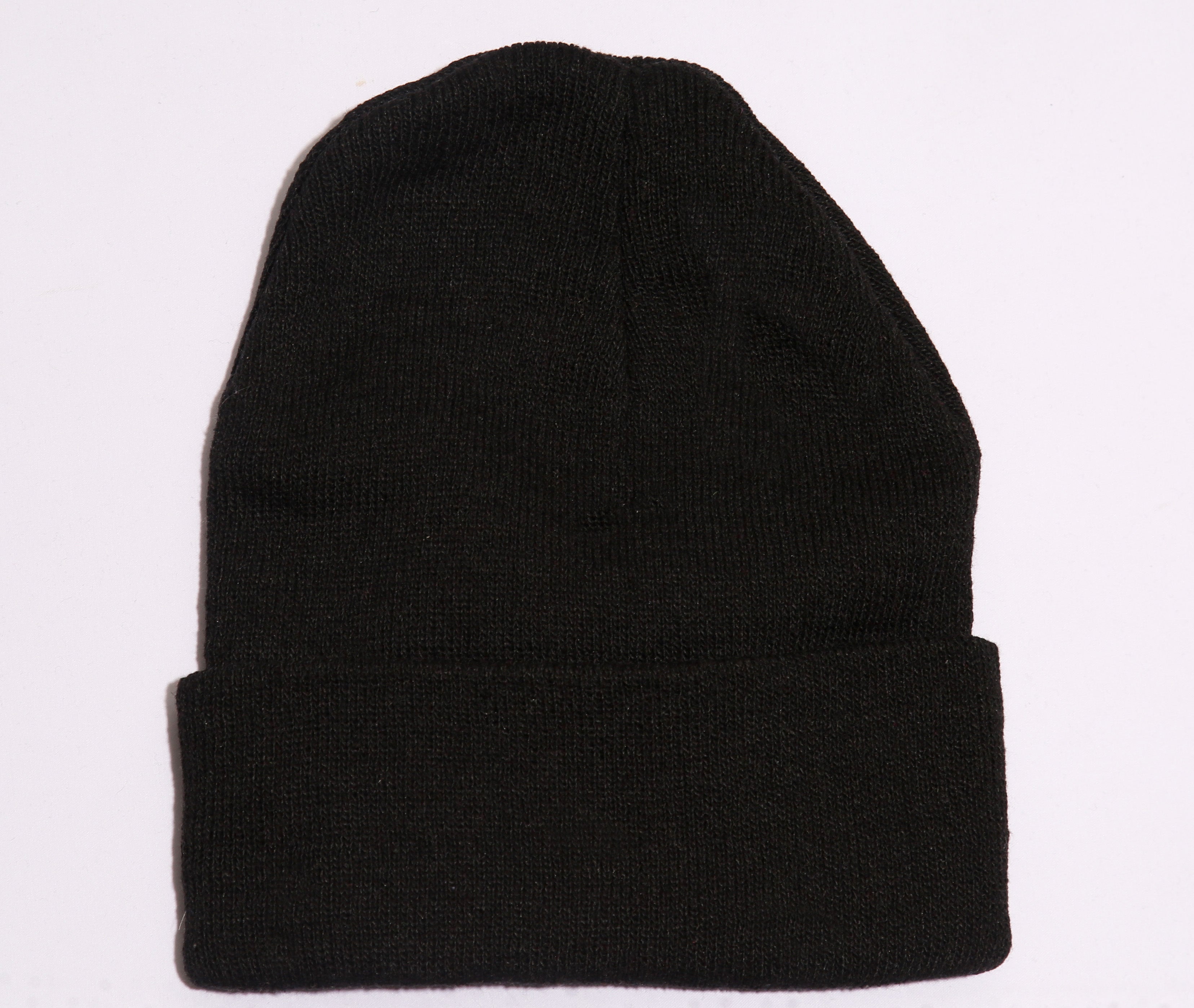Butterfly Beanie – Black Knit Beanie with Pink Butterfly Graphic (One Size)