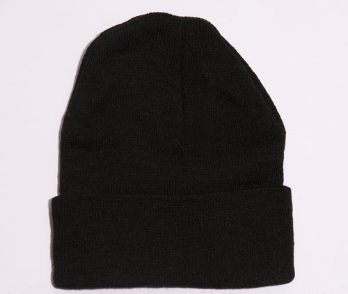 Butterfly Beanie – Black Knit Beanie with Pink Butterfly Graphic (One Size)