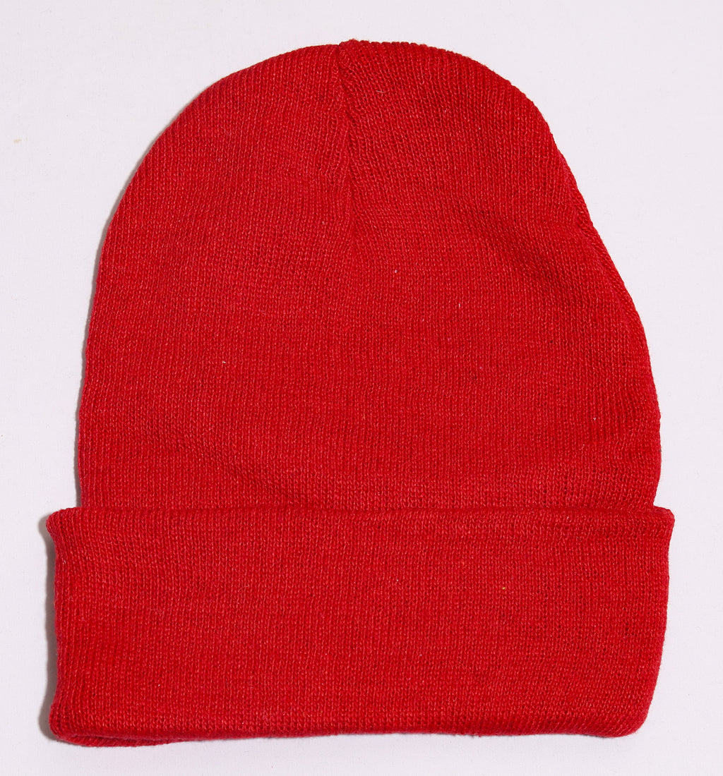 Red “Eyes” Beanie – Red Graphic Knit Beanie (One Size)