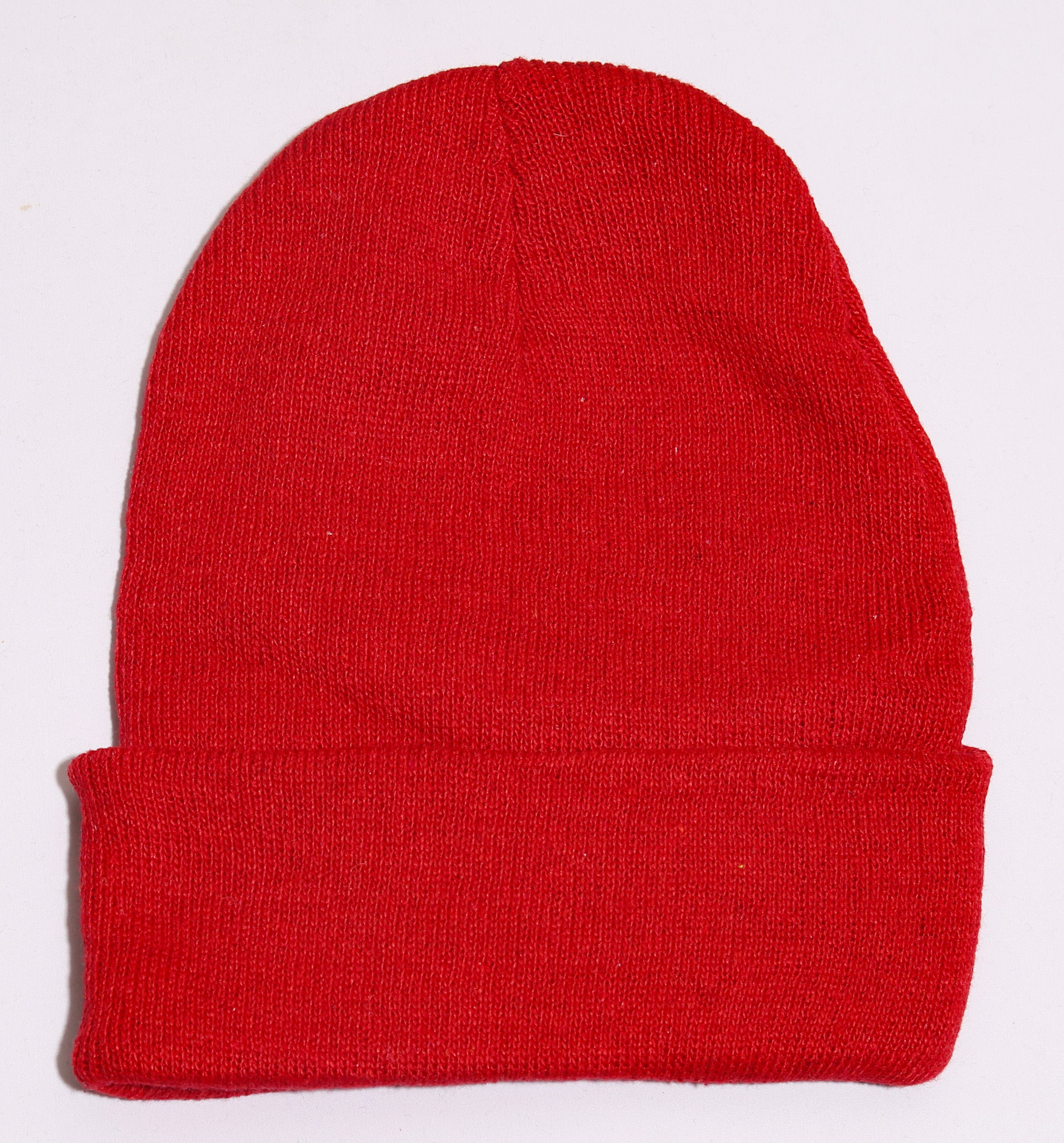 Red “Eyes” Beanie – Red Graphic Knit Beanie (One Size)