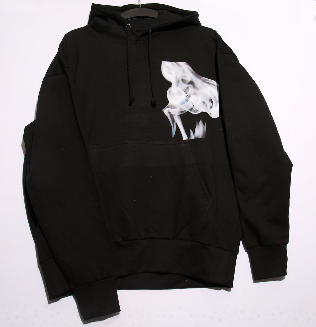 White Smoke Design Hoodie – Black Oversized Streetwear Graphic Hoodie (Unisex Fit)