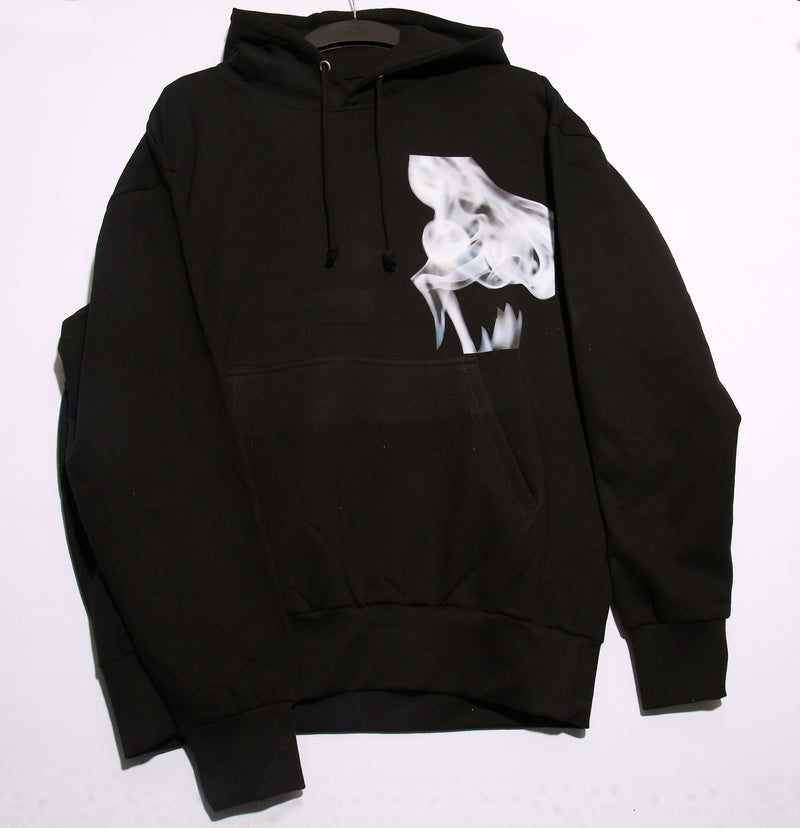 White Smoke Design Hoodie – Black Oversized Streetwear Graphic Hoodie (Unisex Fit)