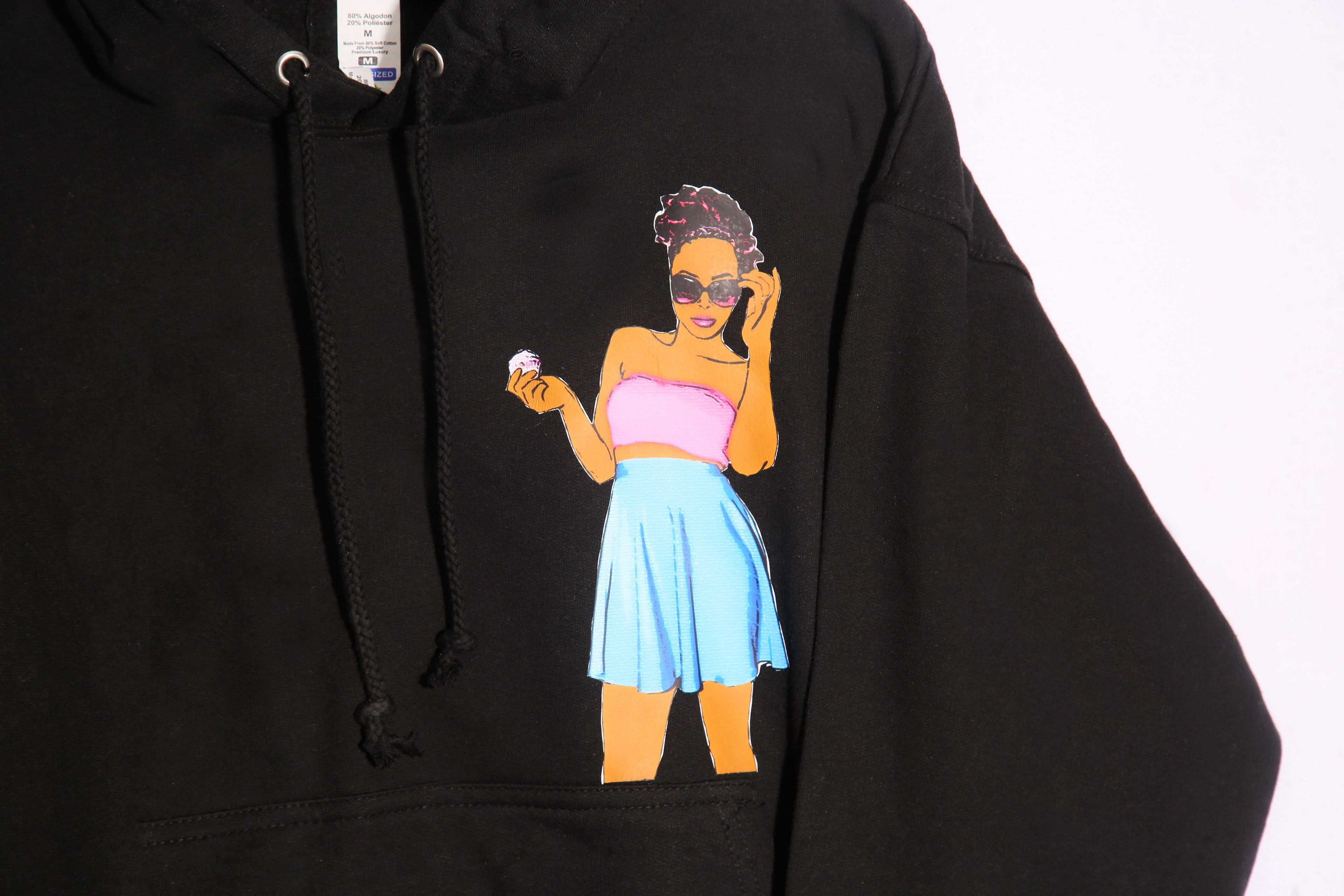 “I Want Cake” Graphic Hoodie – Black Oversized Streetwear Pullover Hoodie (Unisex Fit)