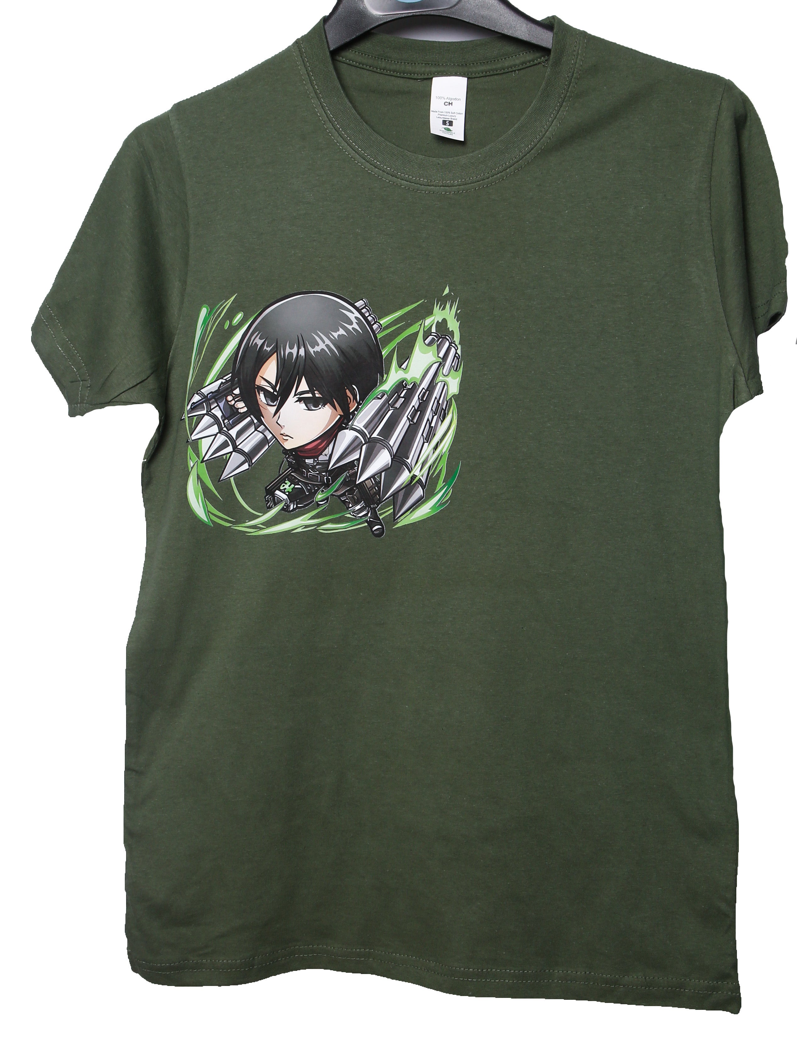 Mikasa (Attack on Titan) T-Shirt – Green Anime Graphic Tee (Small)