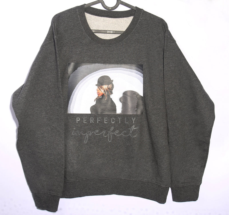 “Perfectly Imperfect” Hoodie – Grey Graphic Hoodie (Size 12–14)