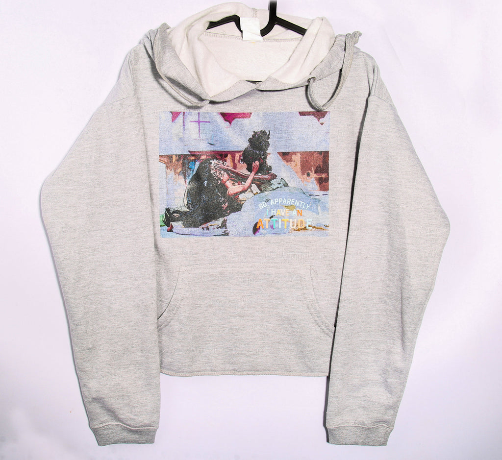 Barbie Attitude Hoodie – Grey Graphic Hoodie (Size 12)