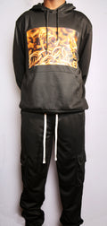 Gold Snake Tracksuit – Black Two-Piece Set (Medium)