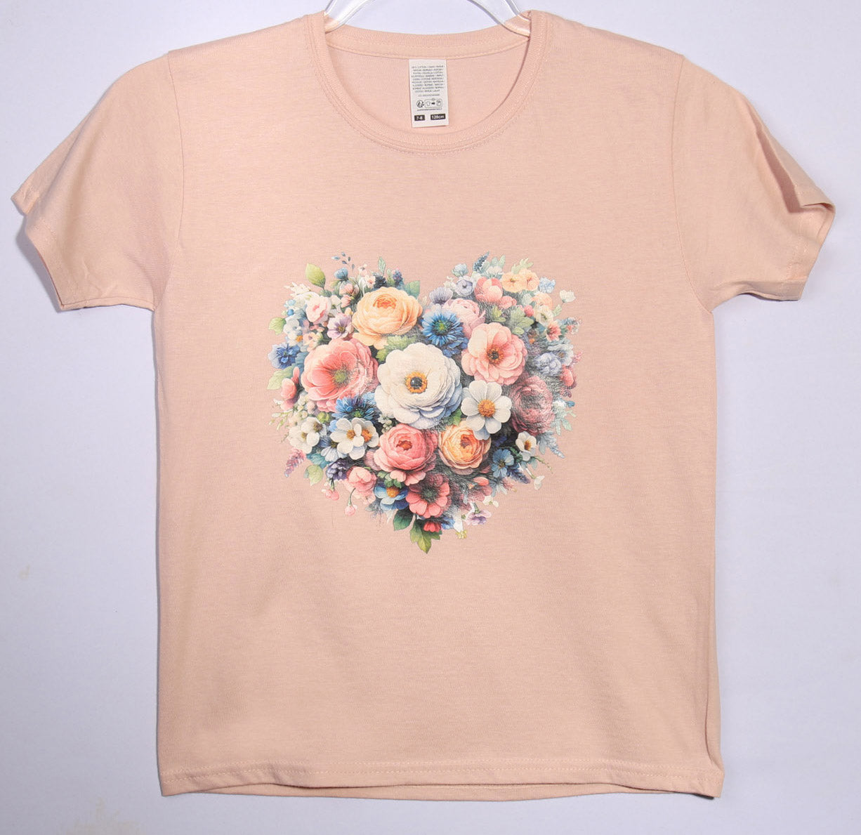 Brand New - Pink - Love heart flower tee - Age 7-8