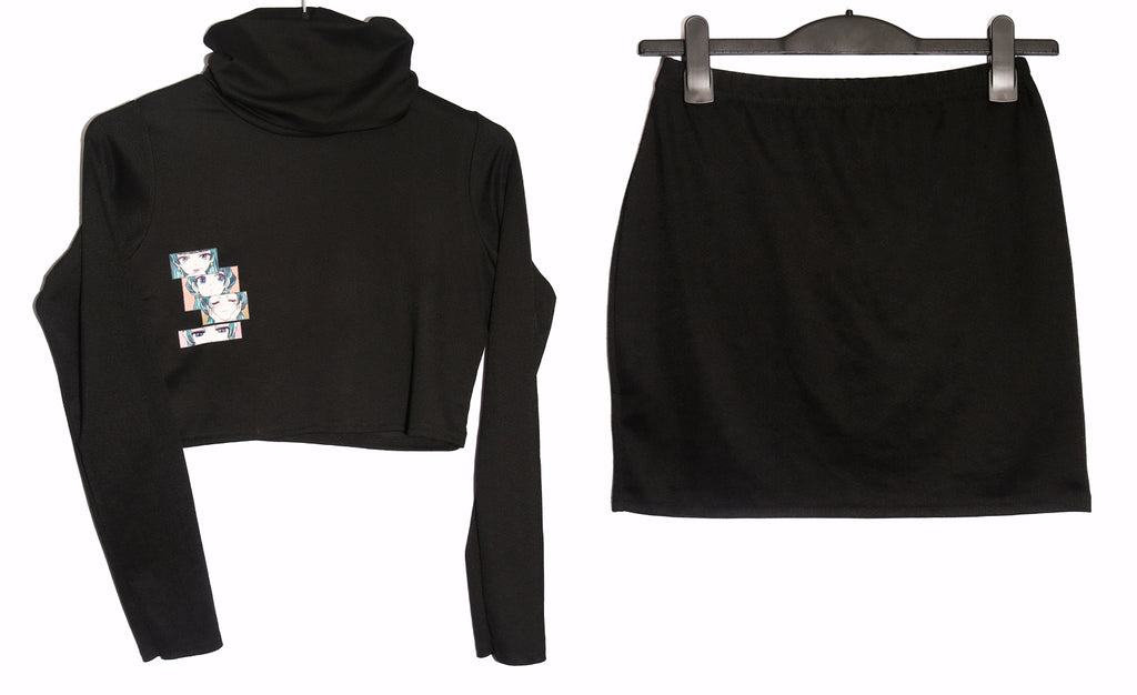Two-Piece Crop Top & Skirt Set – Anime Design (Size 12) Anime-Inspired Matching Set