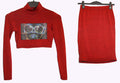 Two-Piece Crop Top & Skirt Set – Red Artsy Design Set