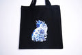 Blue and black cat tote bag